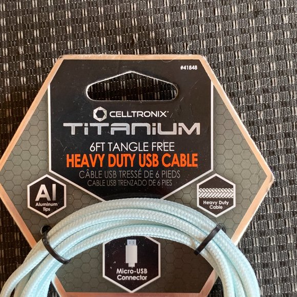 New Micro USB Celltronix 42212 Titanium 6' Tangle Free Heavy-Duty cable charger - Picture 2 of 6